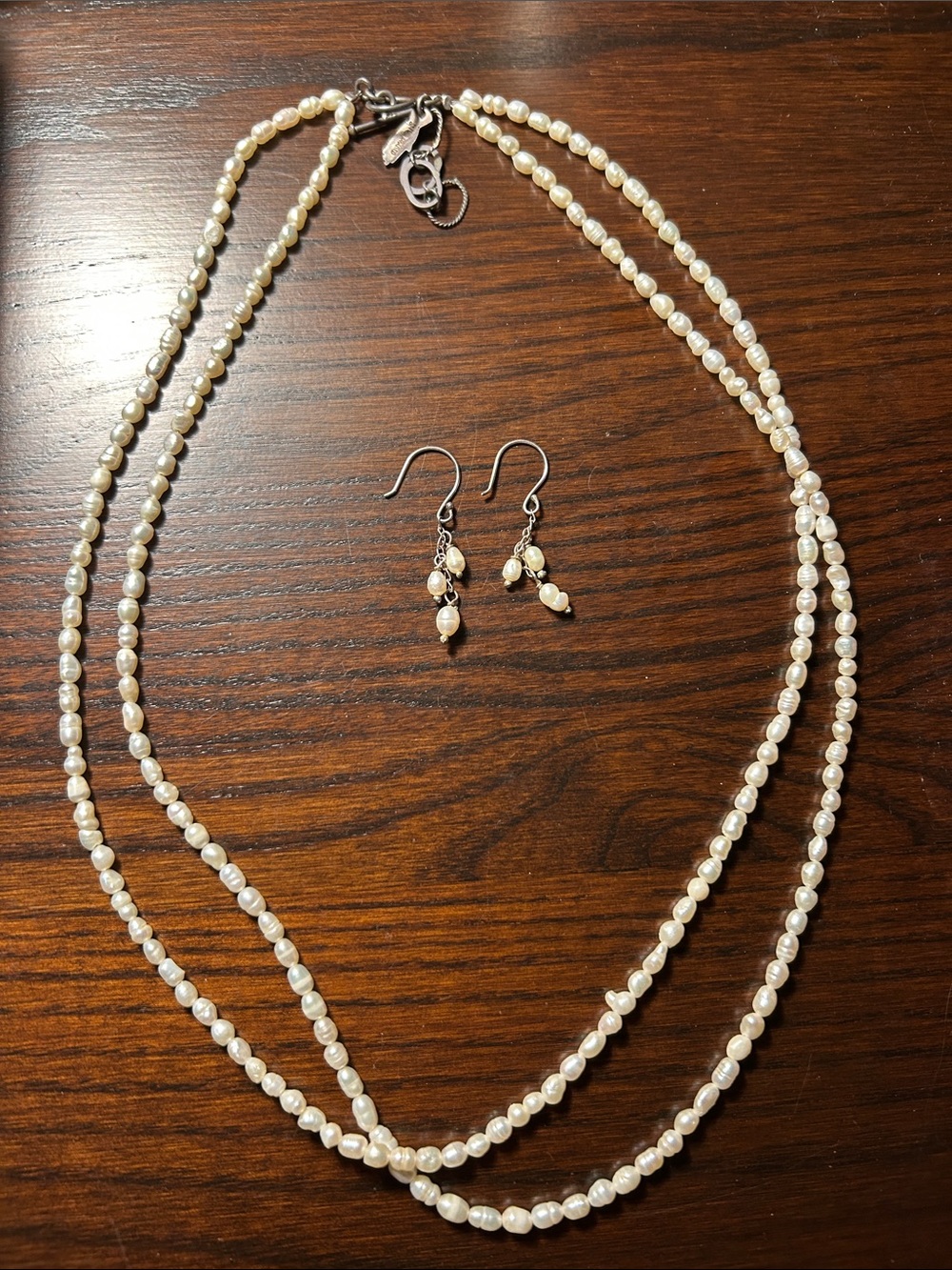 Handpicked White Freshwater Pearl Necklace and Earrings Set